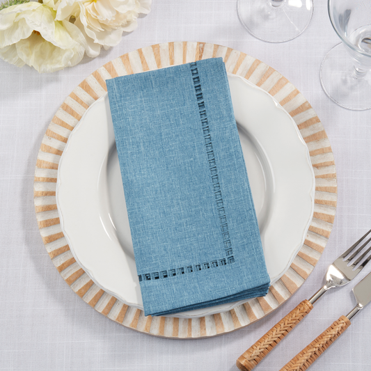 9738 - Denim Laser-Cut Hemstitch 20" Dinner Napkin