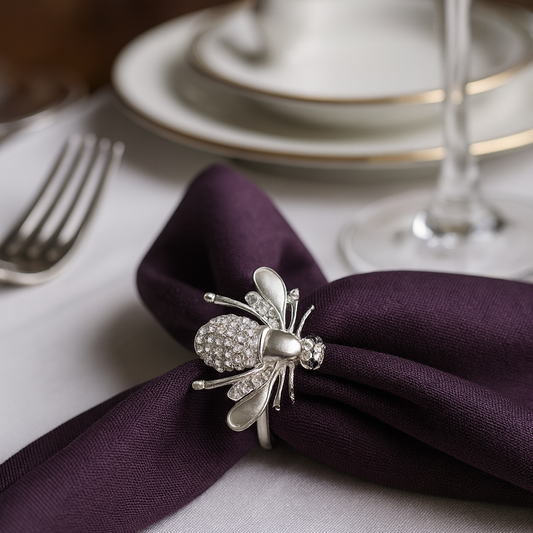 Silver Bejeweled Bumble Bee Napkin Ring