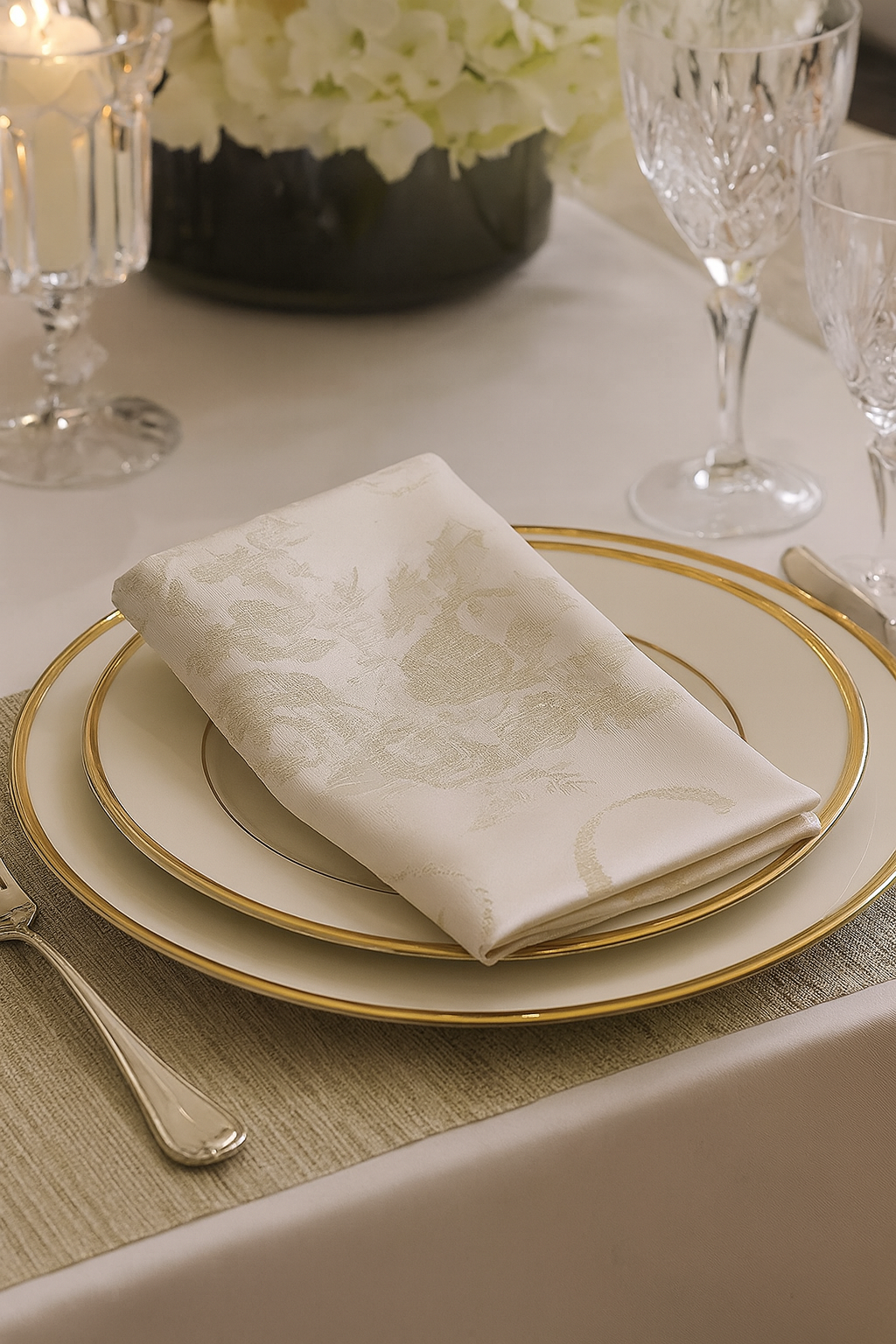 3075 - Ivory Royal De Noel Jacquard 20" Cloth Napkin