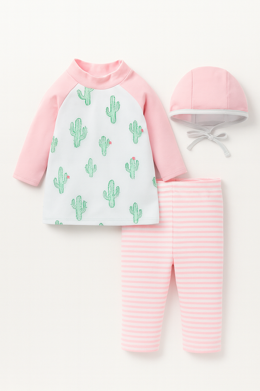 Pink Cactus 3-Piece Girl Swimwear Set