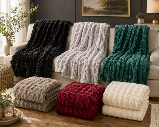 Faux Rabbit Fur Throw Blanket - 50"X60"