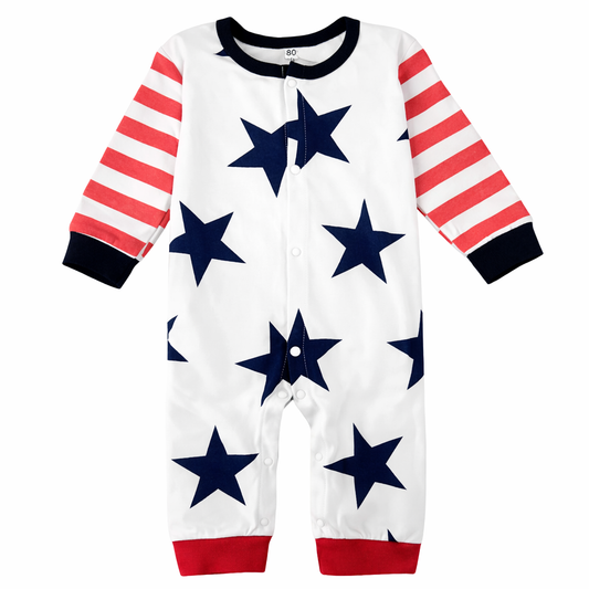 Red Stripe Baseball Baby Romper