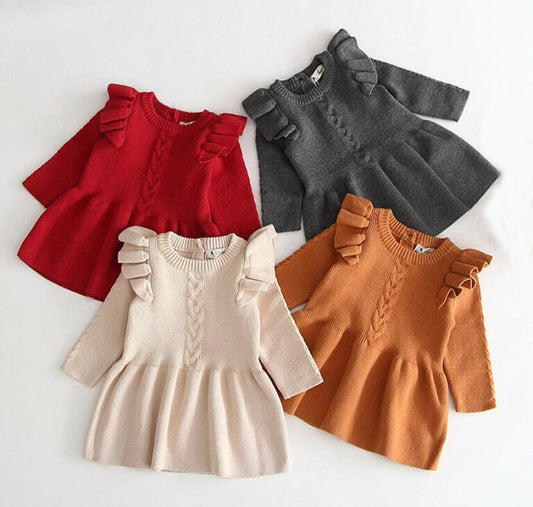 Ruffle Knit Cotton Baby Girl Dress