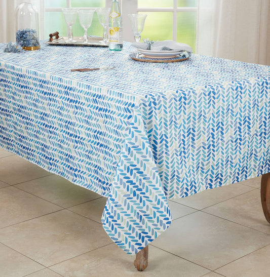 6555 - Blue Watercolor Chevron Tablecloth