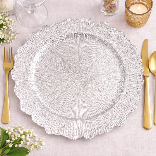 Silver Starburst 14" Charger Plate