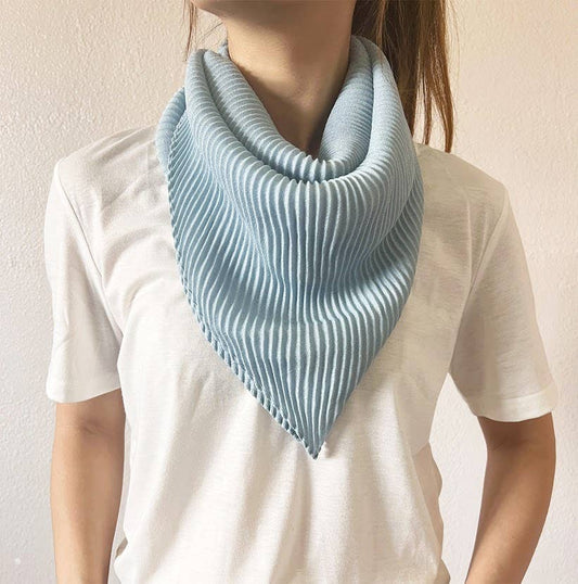 Soft Blue Crinkle Pleated Soft Square Scarf