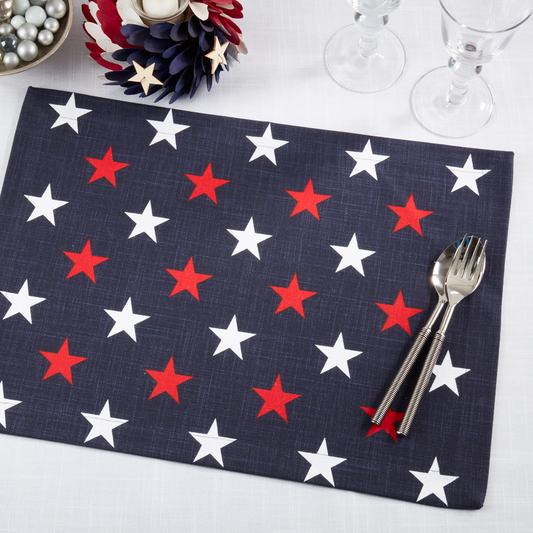 7671 - Navy Americana Stars Cotton 14"X20" Placemat