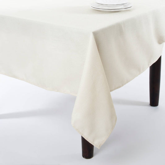 9113 - Basket Weave Faux Burlap Ivory Tablecloth - 72"x72" Square