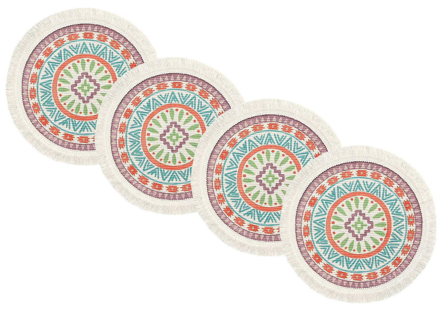 PM0021 - Mandala Boho Woven Cotton 13" Round Placemat