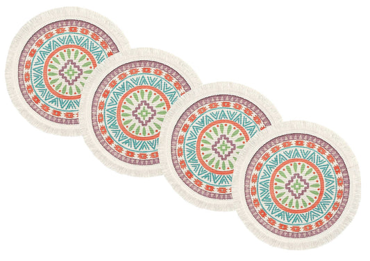 PM0021 - Mandala Boho Woven Cotton 13" Round Placemat