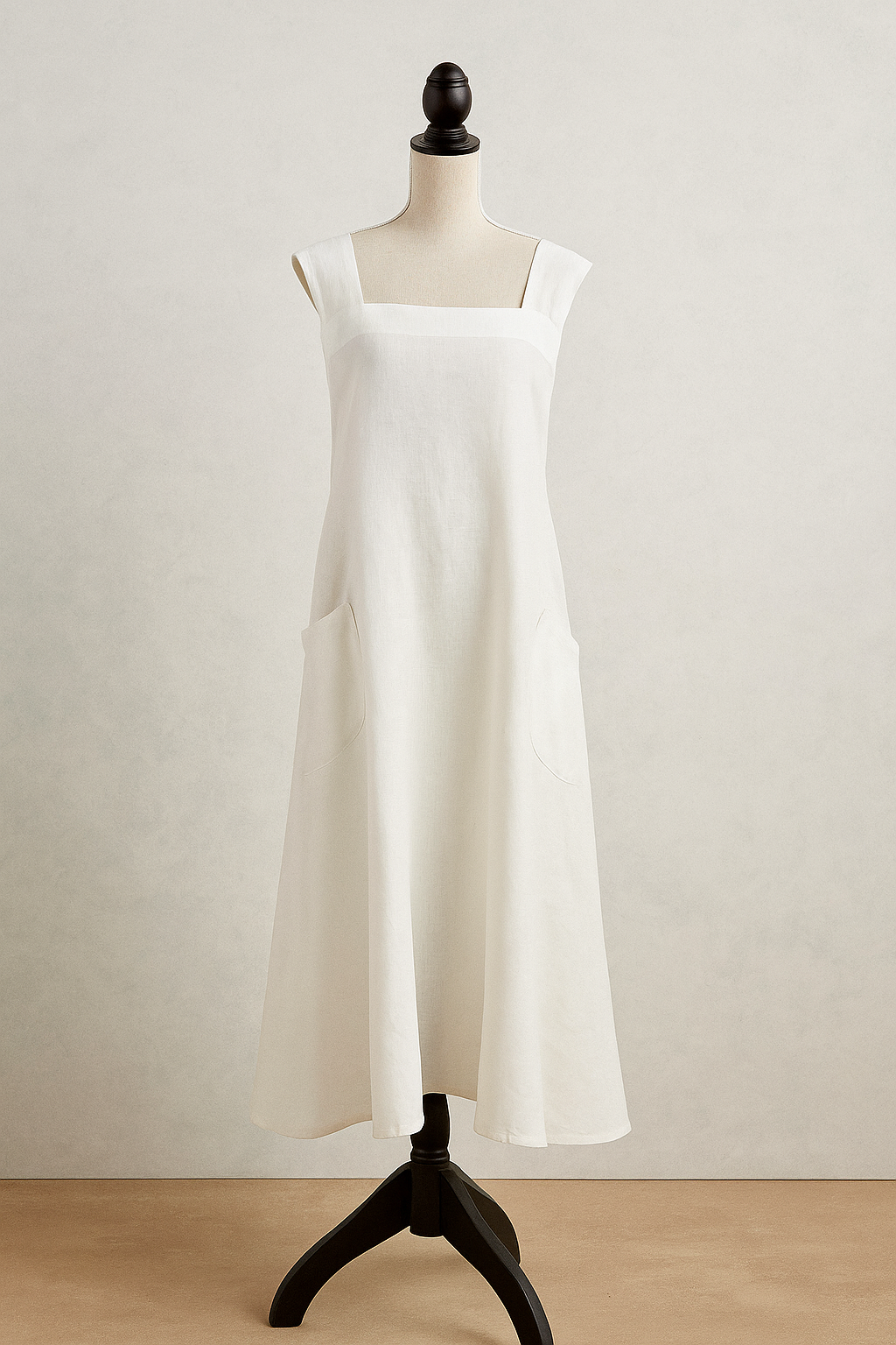 1059 - Ivory Criss-Cross Back Pure Apron