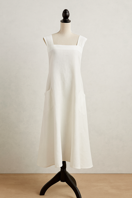 1059 - Ivory Criss-Cross Back Pure Apron