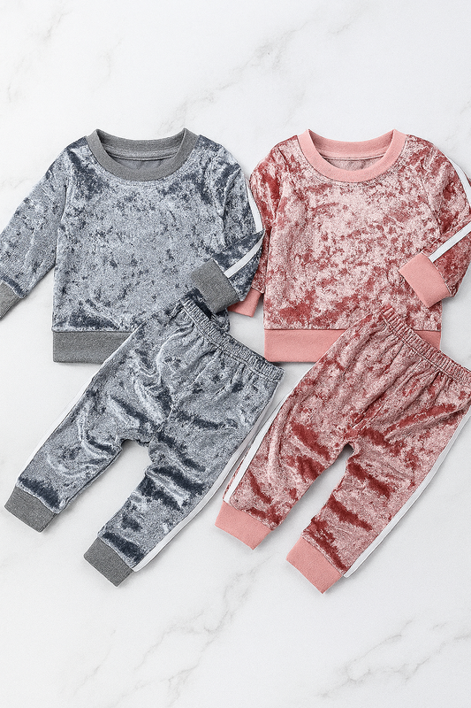 Soft Velvet Girl Sweatshirt & Pants