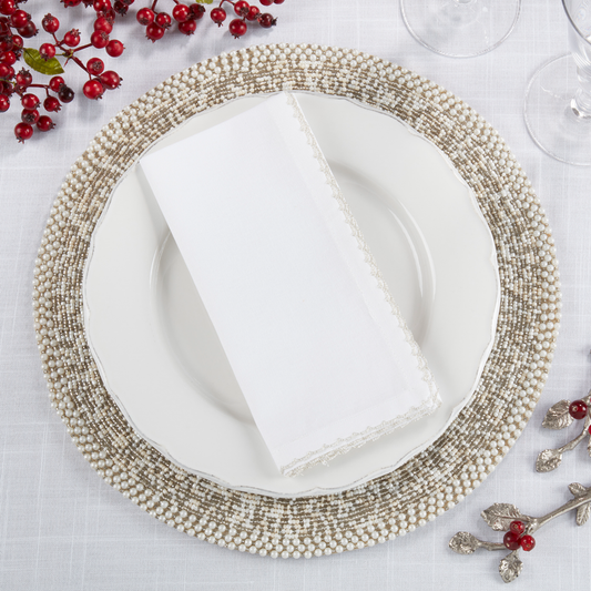 1442 - Silver Whip-Stitched Edge Cotton Napkin