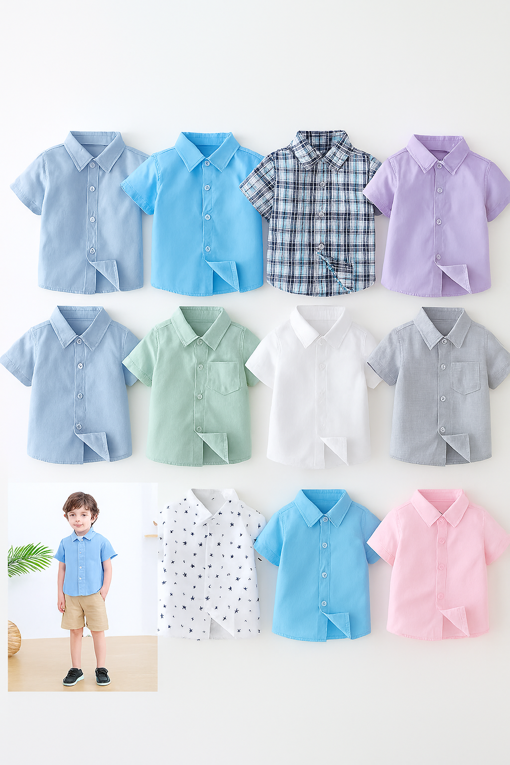 Boy Toddler Cotton Button-Down Short-Sleeve Dress Shirt