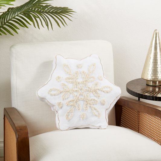 2382 - White Snowflake 16"x18" Filled Throw Pillow