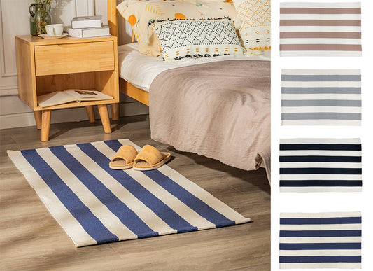 Woven Bold Striped Cotton Blend Small Area Rug
