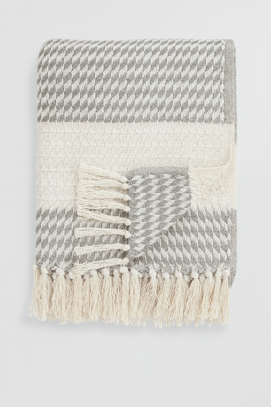 TH626 - Grey Diamond Weave Pure 50"x60" Cotton Throw Blanket