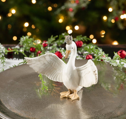 5" Crown Swan White Figurine