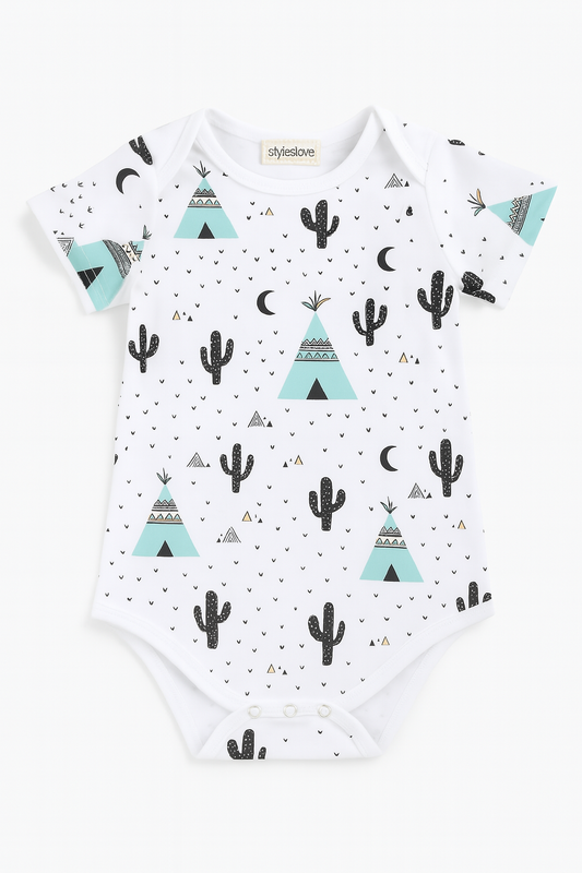 Green Cactus Baby Cotton Romper