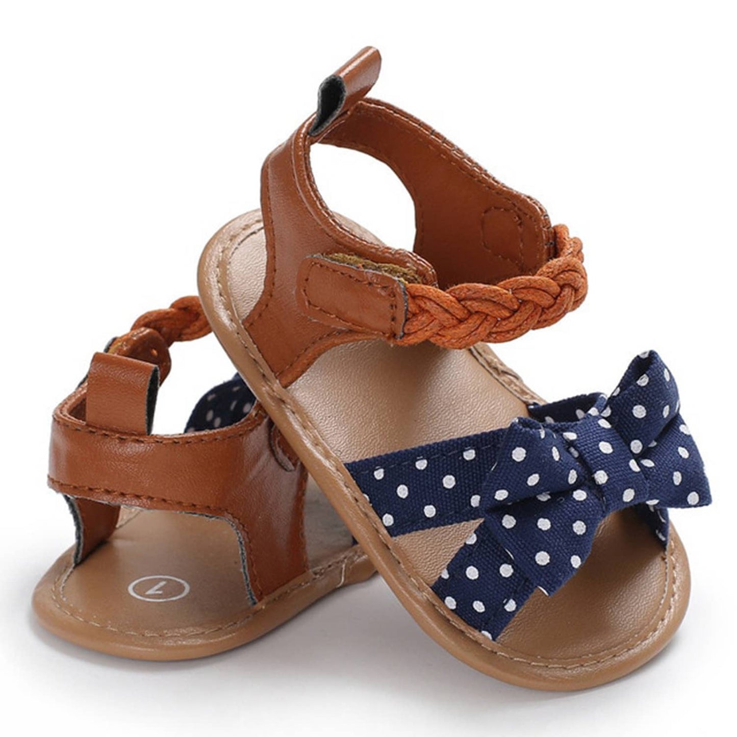Blue Bowknot Dots Anti-Slip Baby Sandal Crib Shoes