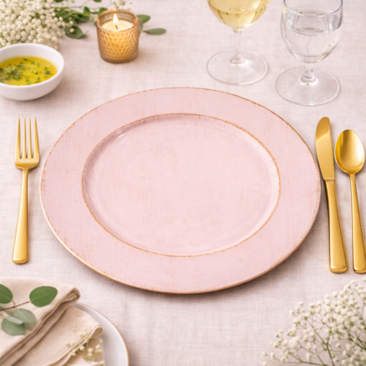 Pink Distressed 13" Charger Plate