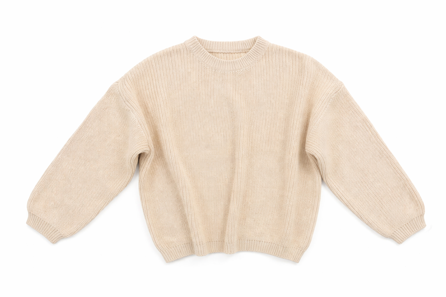 Ivory Knit Crewneck Solid Baby Girl Pullover Sweater
