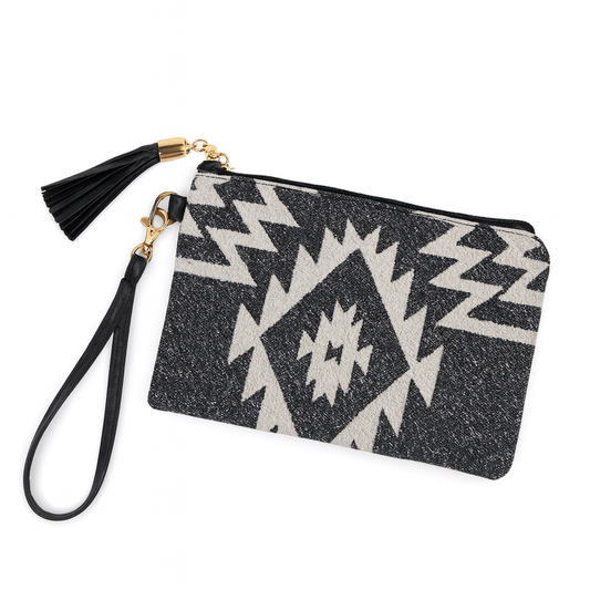 Western Print Card Holder Wrist Strap Clutch