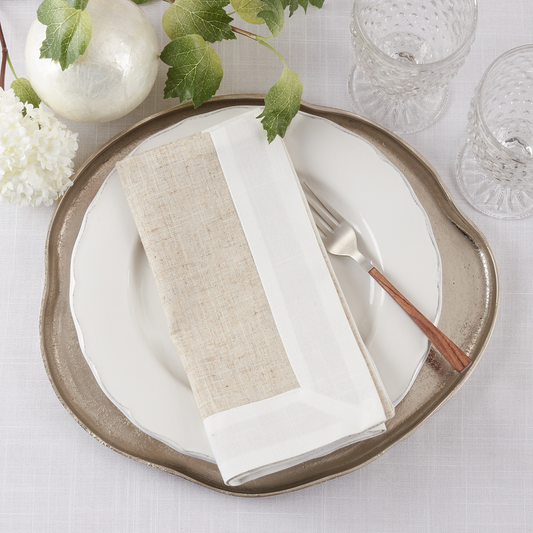 3312 - Natural-White Two Tone 20" Dinner Napkin