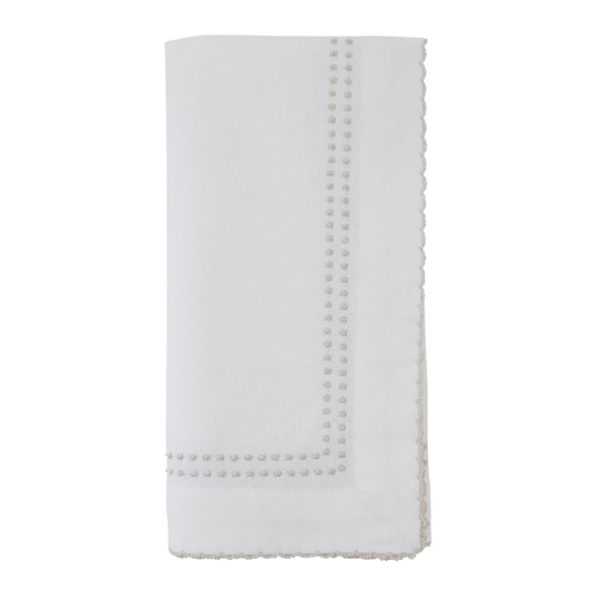 1187 - Silver Embroidered Border18" Cotton Cloth Napkin