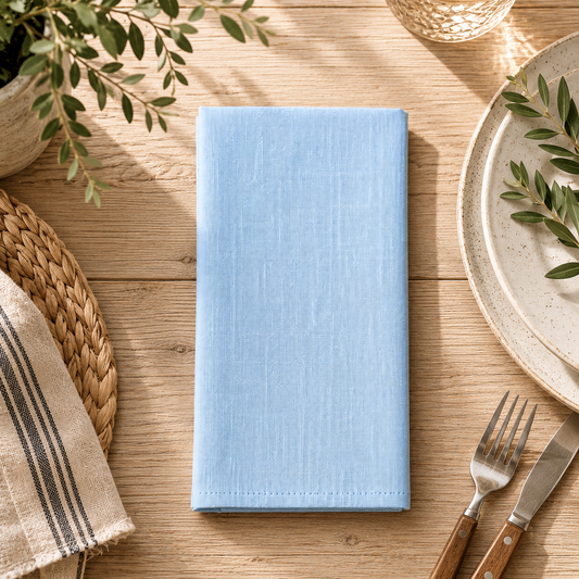 Soft Blue Gray Modern Haven Linen-Cotton 20" Dinner Napkin