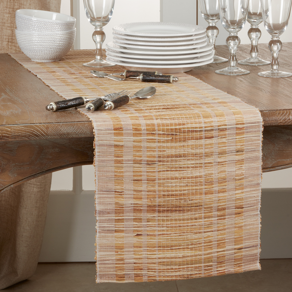 1702 - Natural Striped Water Hyacinth 14"x72" Table Runner