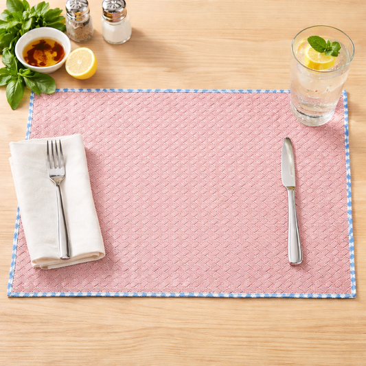 Pink Basket Weave 13"x18" Leathette Placemat