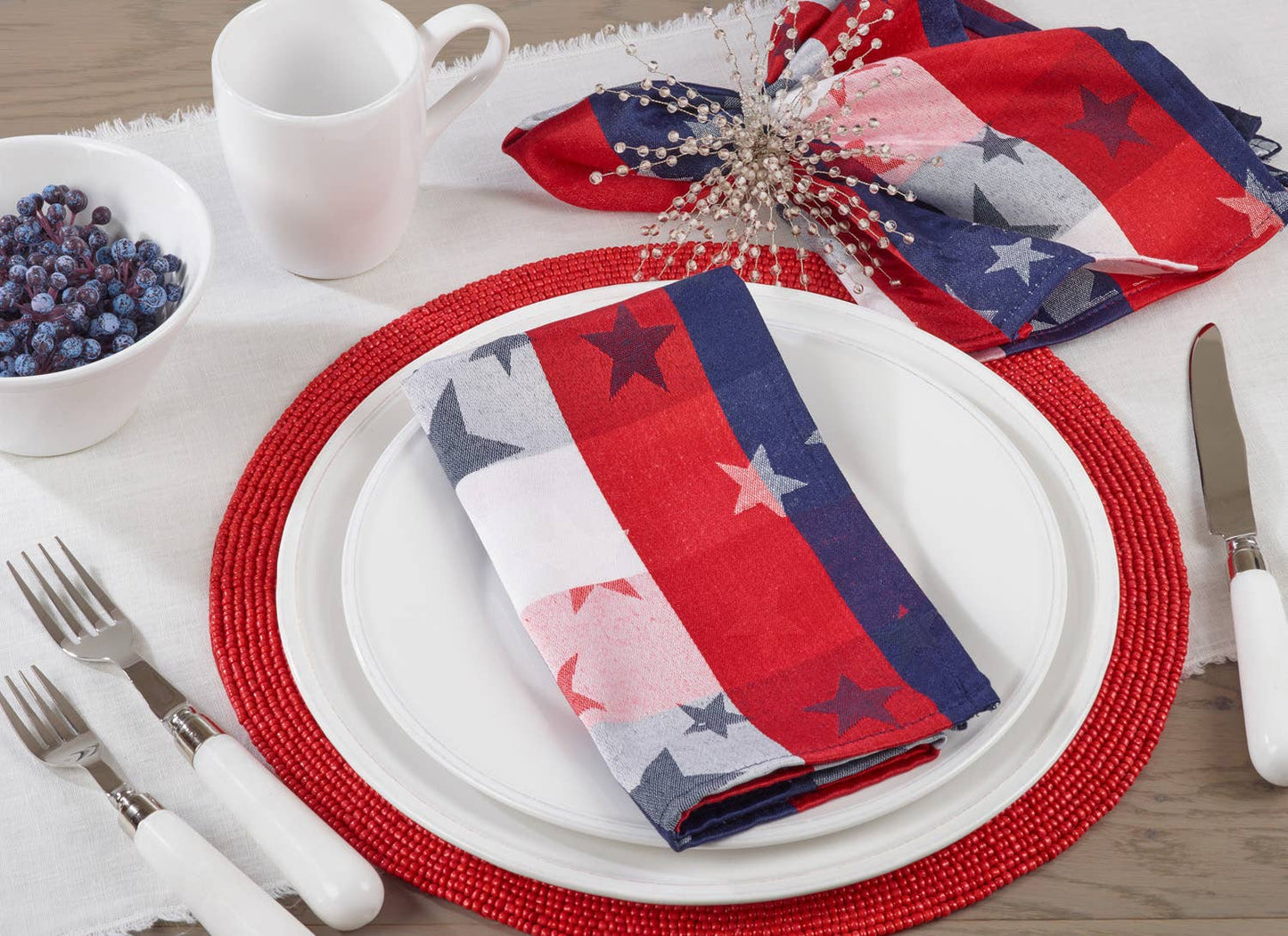 1776 - Stardom Plaid Americana Cotton Blend 20" Cloth Dinner Napkin
