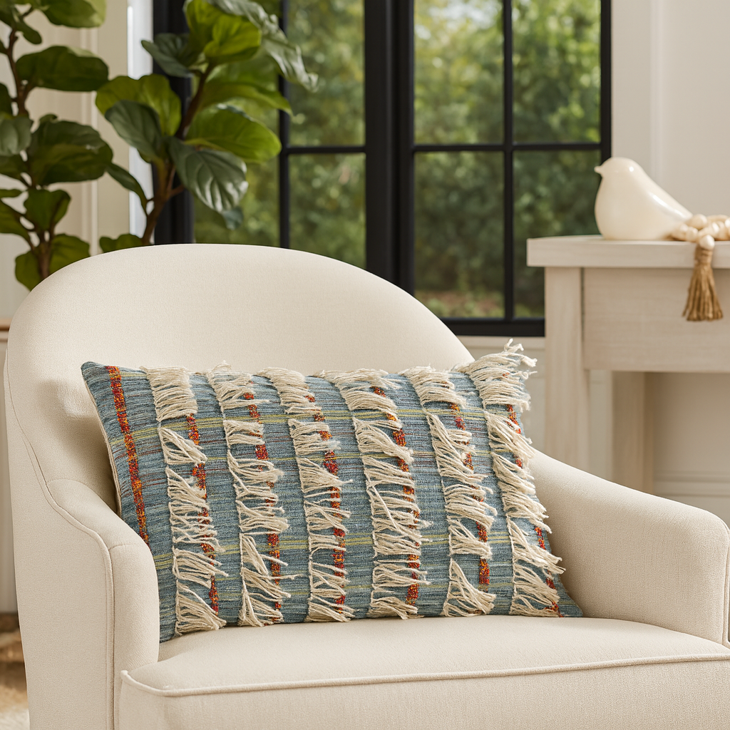 235 - Shaggy Striped 16"X24" Throw Pillow