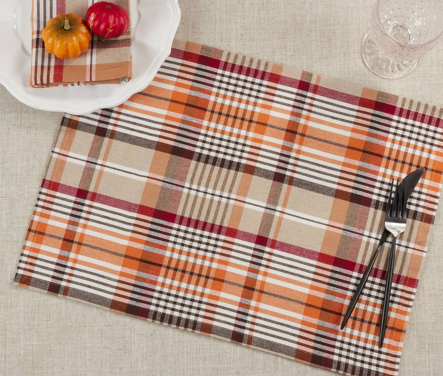 572 - Harvest Tartan Plaid Cotton Placemat – 14" x 20"