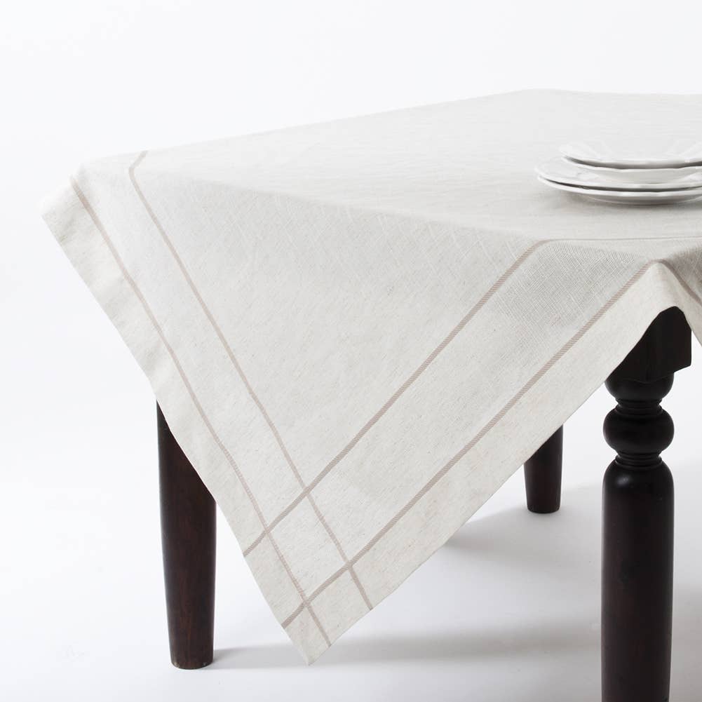 13176 - Drawnwork Natural 72" Square Tablecloth