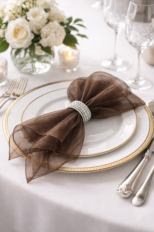 1002 - Chocolate Brown Sheer Organza 20" Dinner Napkin
