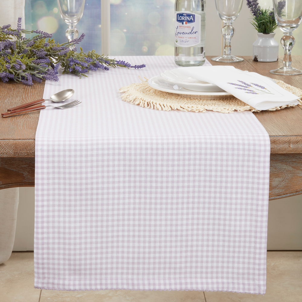 9201 - Purple Gingham 16"X72" Cotton Table Runner