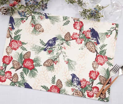 557 - Pinecones & Birds Cotton 14x20 Placemat