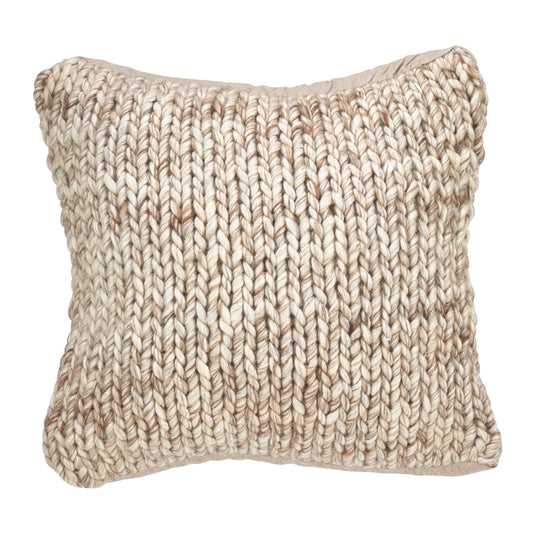 5138 - Hand Cable Knit Down Filled Wool Blend 18" Throw Pillow