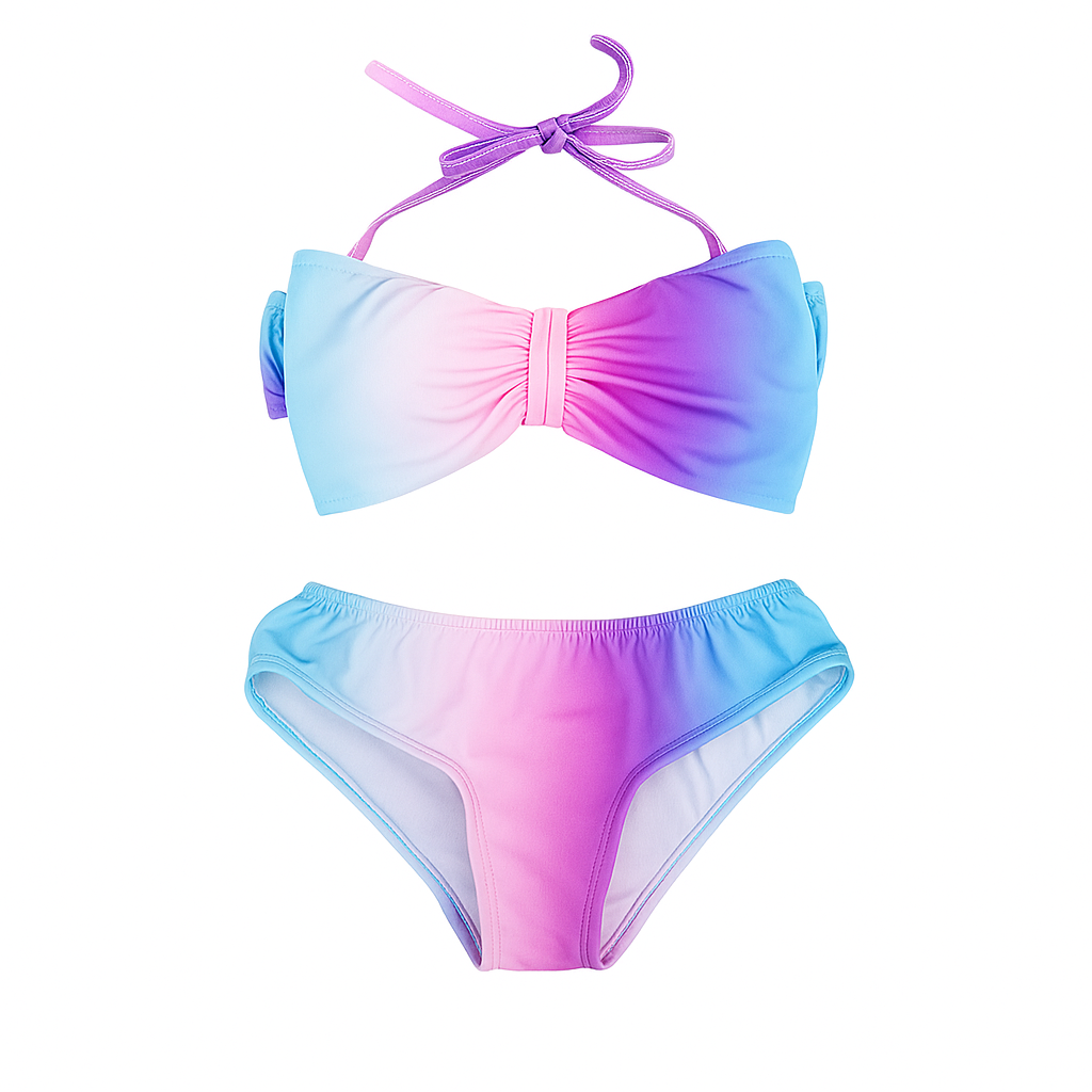 Big Bowknot Ombre 2pcs Girl Swimwear Set