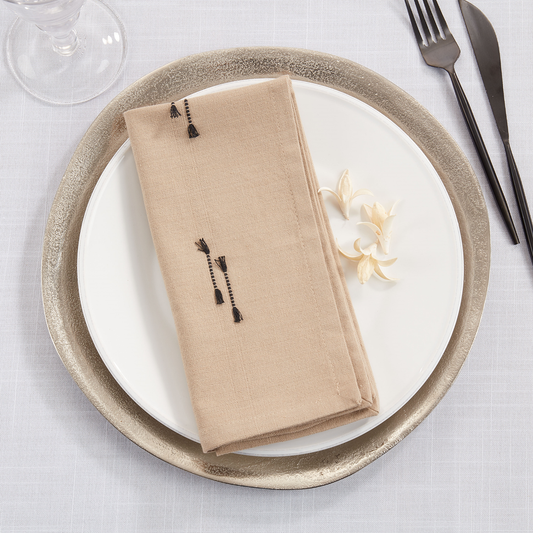 2263 - Natural Fringe Line Cotton 20" Cloth Napkin