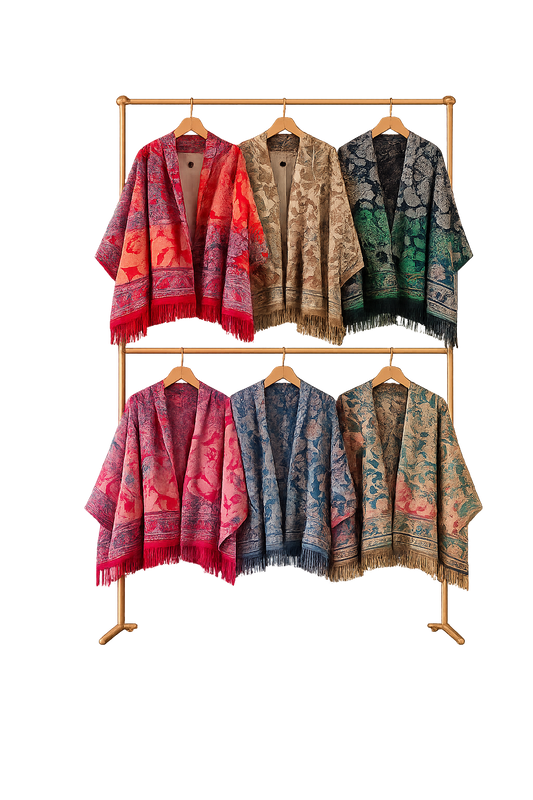 Boho Paisley Jacquard Cashmere-Feel Shawl Wrap