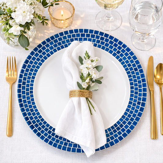 Navy Blue Tile Border 13" Charger Plate