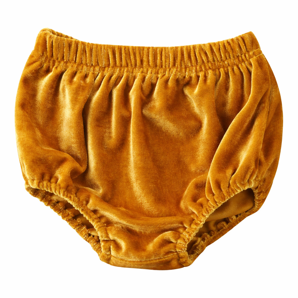 Gold Velvet Baby Girl Bloomers