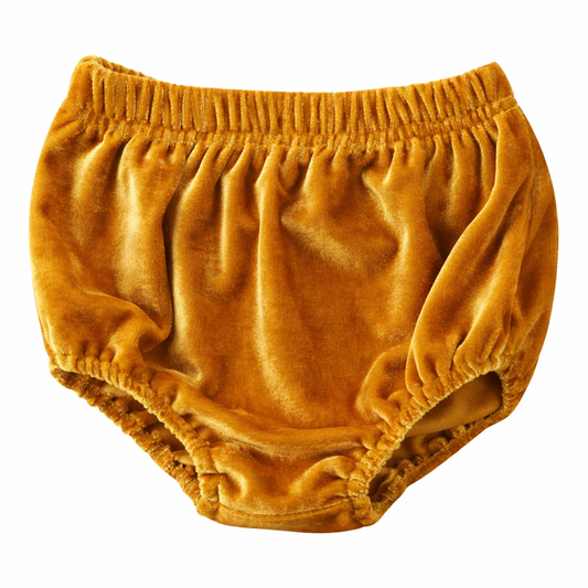 Gold Velvet Baby Girl Bloomers