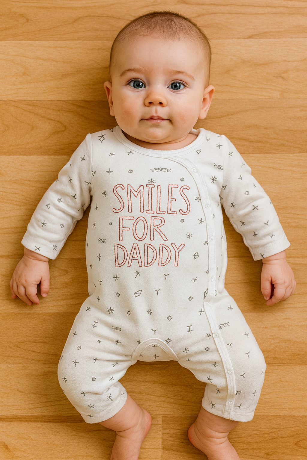 White SMILES FOR DAD Baby Romper