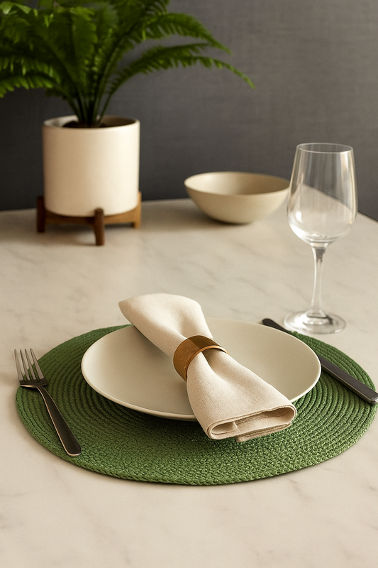 PM0012 - Green Woven Round 14" Round Placemat