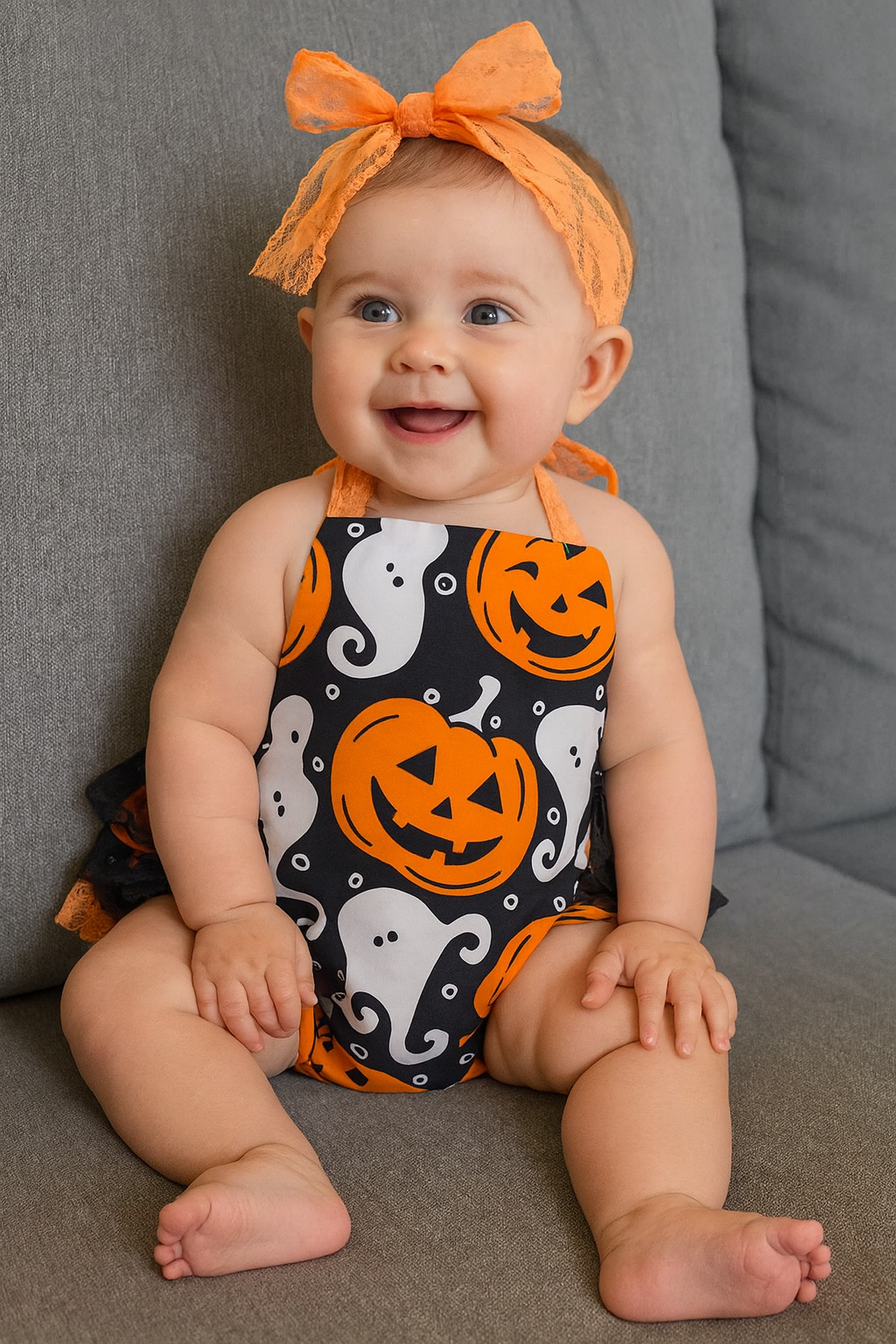 Halloween Baby Sunsuit Romper & Headband